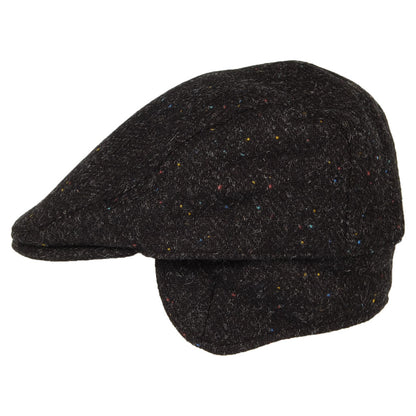 Gorra plana Oban de HARRIS TWEED diseño de espiga con orejeras de Failsworth - Antracita
