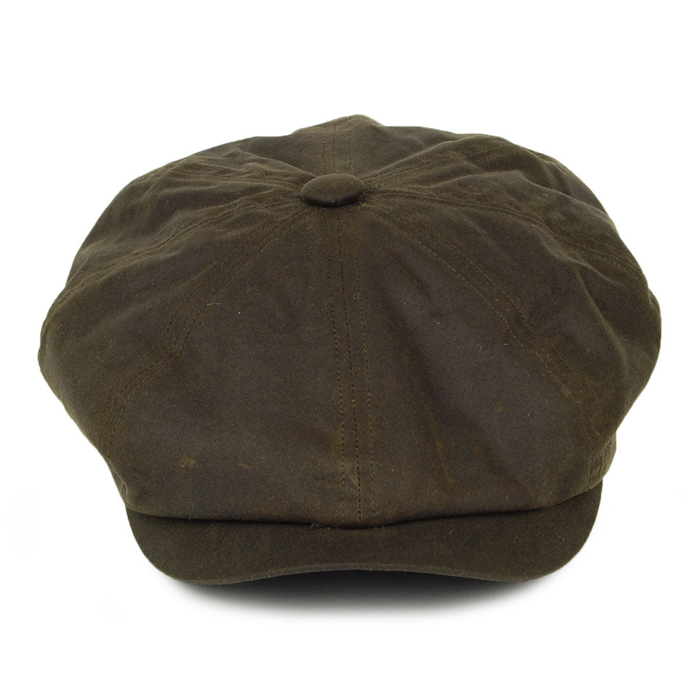 Gorra Newsboy Alfie de algodón encerado británico de Failsworth - Verde Oliva