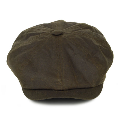 Gorra Newsboy Alfie de algodón encerado británico de Failsworth - Verde Oliva