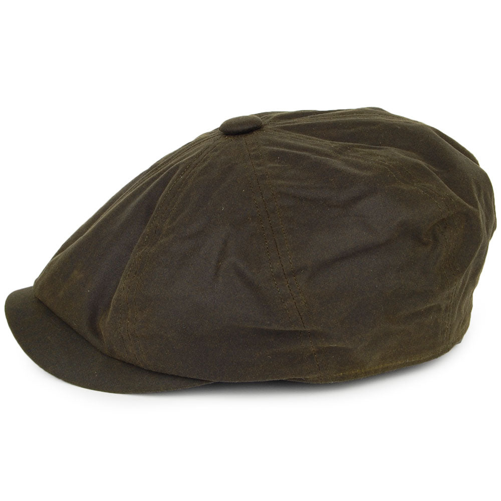 Gorra Newsboy Alfie de algodón encerado británico de Failsworth - Verde Oliva