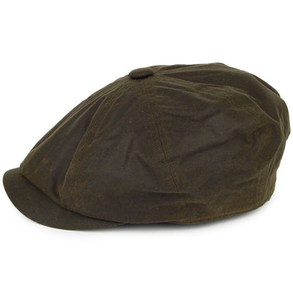 Gorra Newsboy Alfie de algodón encerado británico de Failsworth - Verde Oliva