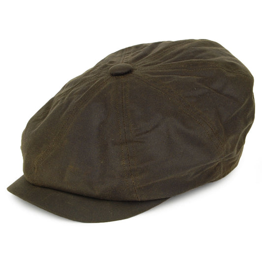 Gorra Newsboy Alfie de algodón encerado británico de Failsworth - Verde Oliva