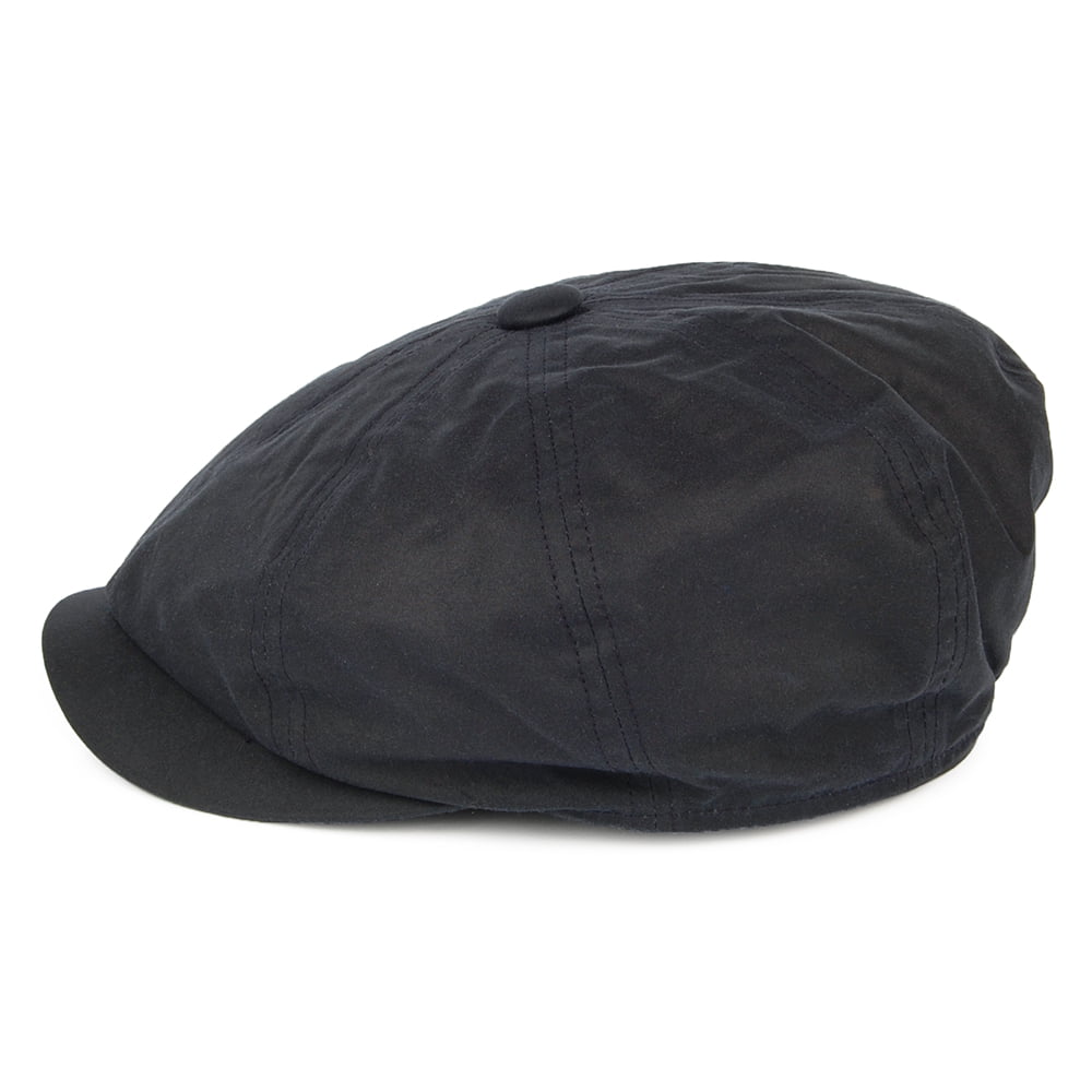 Gorra Newsboy Alfie de algodón encerado británico de Failsworth - Azul Marino