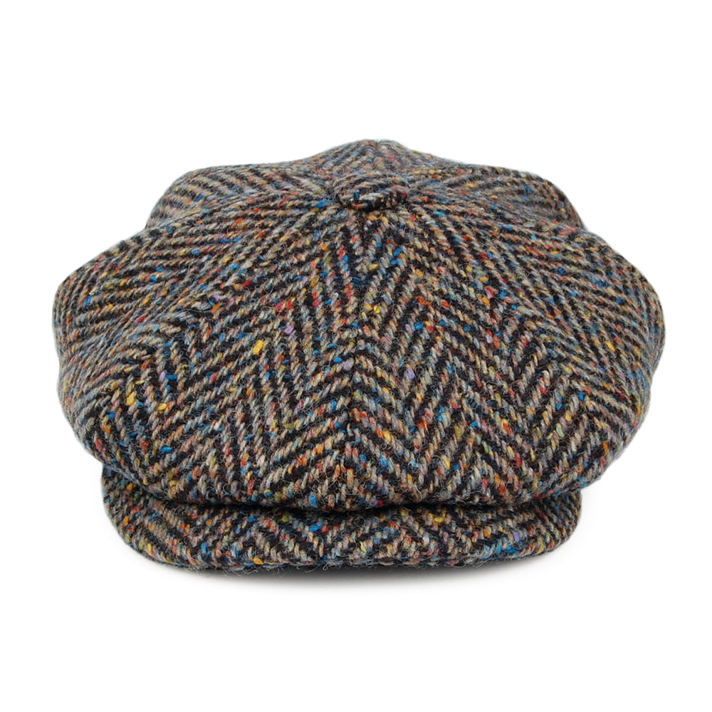 Gorra Newsboy redonda de Tweed Donegal diseño de espiga de City Sport - Multi Oscuro