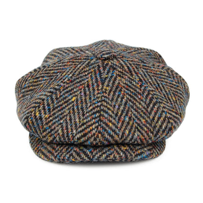 Gorra Newsboy redonda de Tweed Donegal diseño de espiga de City Sport - Multi Oscuro