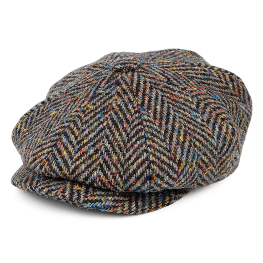 Gorra Newsboy redonda de Tweed Donegal diseño de espiga de City Sport - Multi Oscuro
