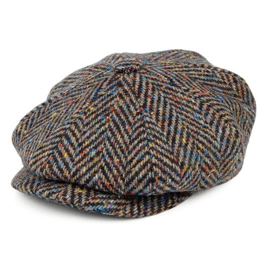 Gorra Newsboy redonda de Tweed Donegal diseño de espiga de City Sport - Multi Oscuro