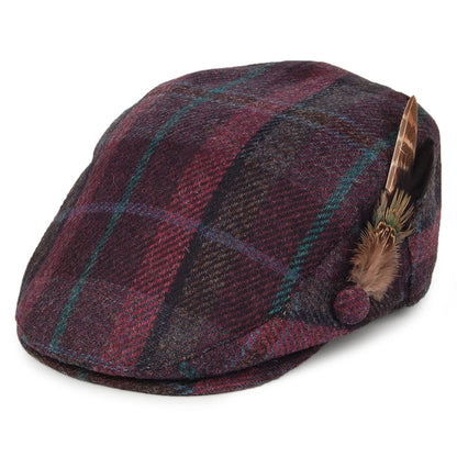 Gorra plana pluma de lana británica Tela escocesa de Failsworth - Morado-Azul