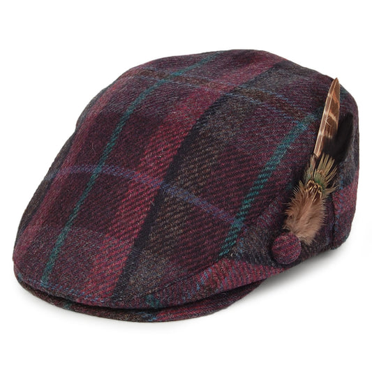 Gorra plana pluma de lana británica Tela escocesa de Failsworth - Morado-Azul
