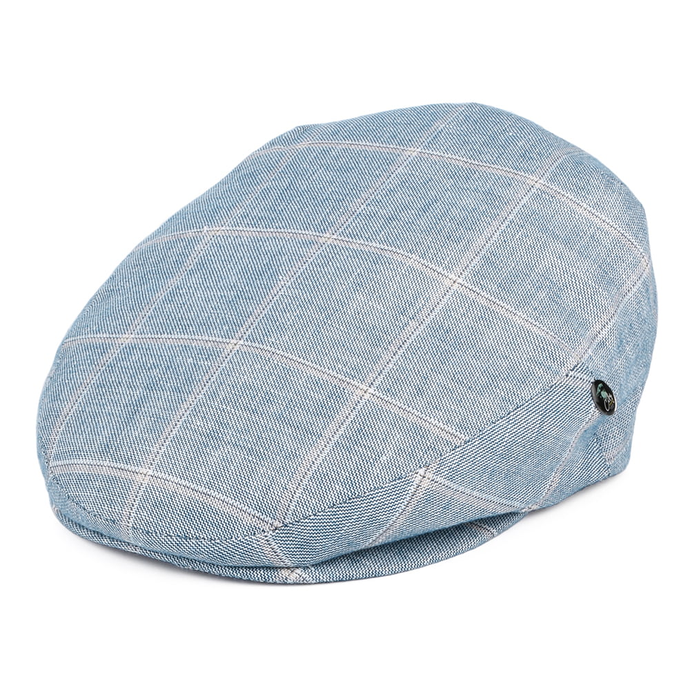 Gorra plana de lino a cuadros de City Sport - Azul