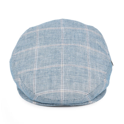 Gorra plana de lino a cuadros de City Sport - Azul