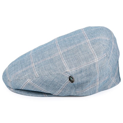 Gorra plana de lino a cuadros de City Sport - Azul