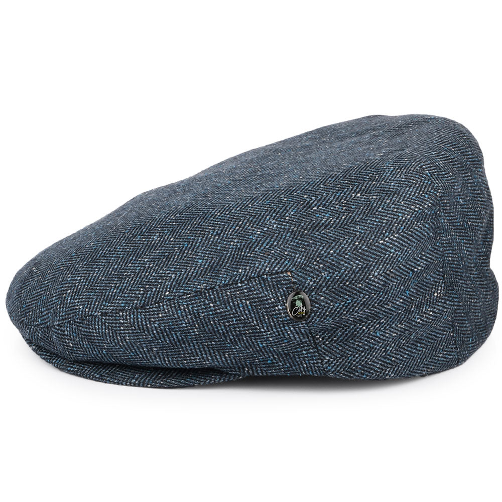 Gorra plana de seda y algodón Espiga moteada de City Sport - Azul Marino