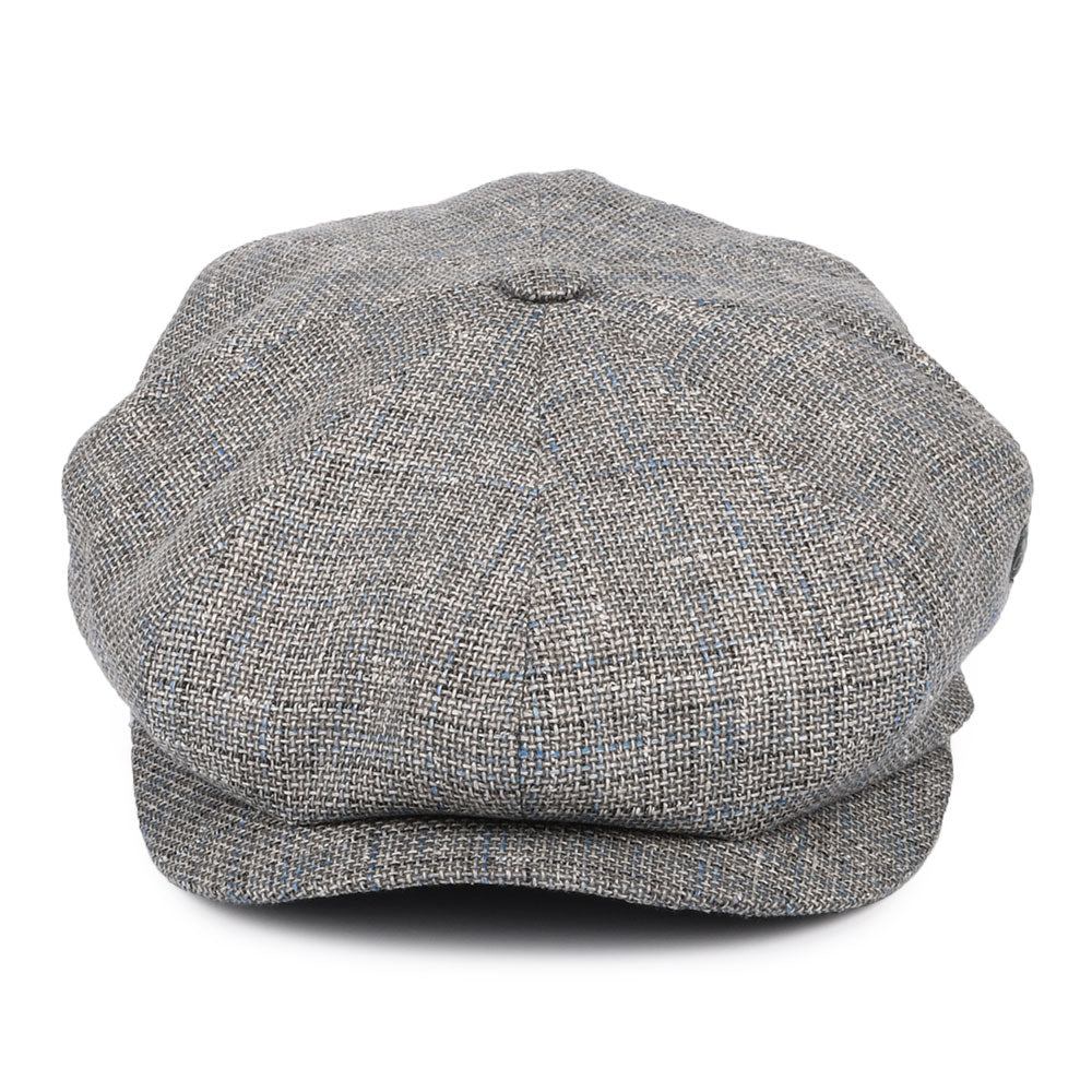 Gorra Newsboy de lino-algodón a cuadros de City Sport - Gris