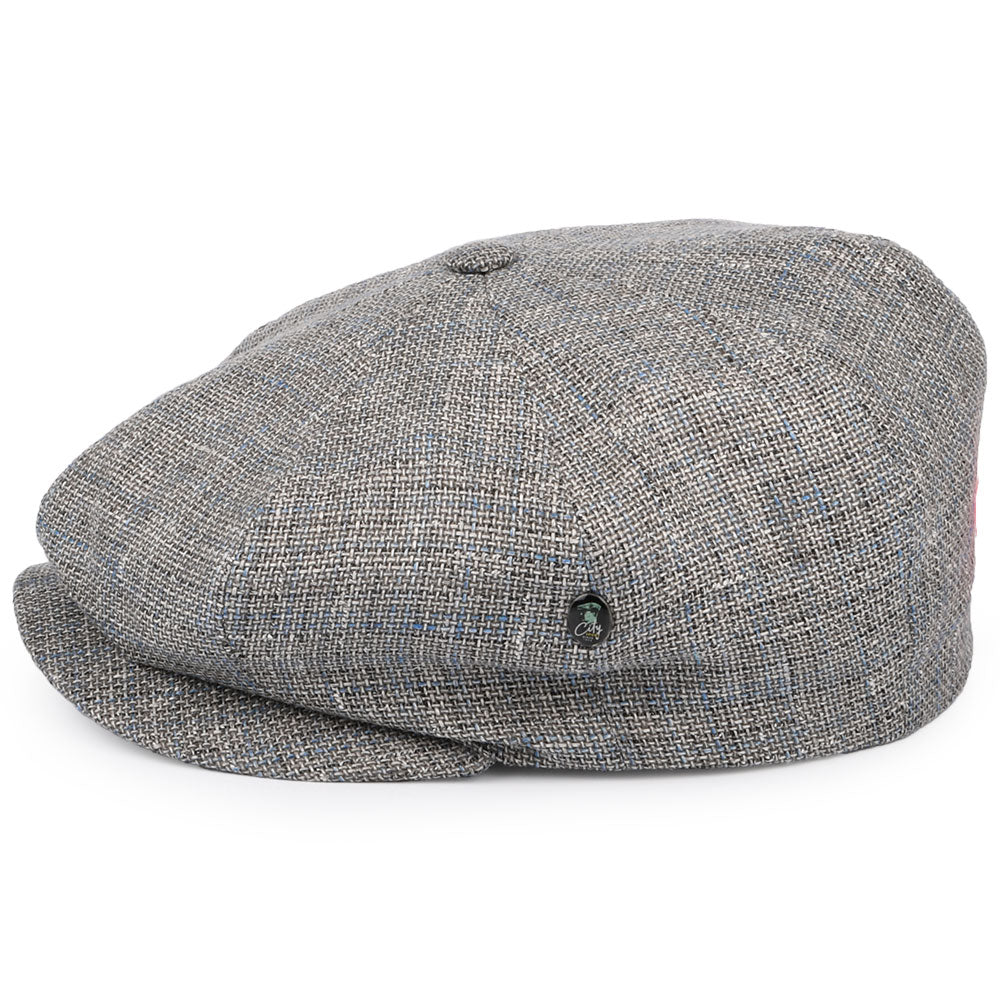 Gorra Newsboy de lino-algodón a cuadros de City Sport - Gris