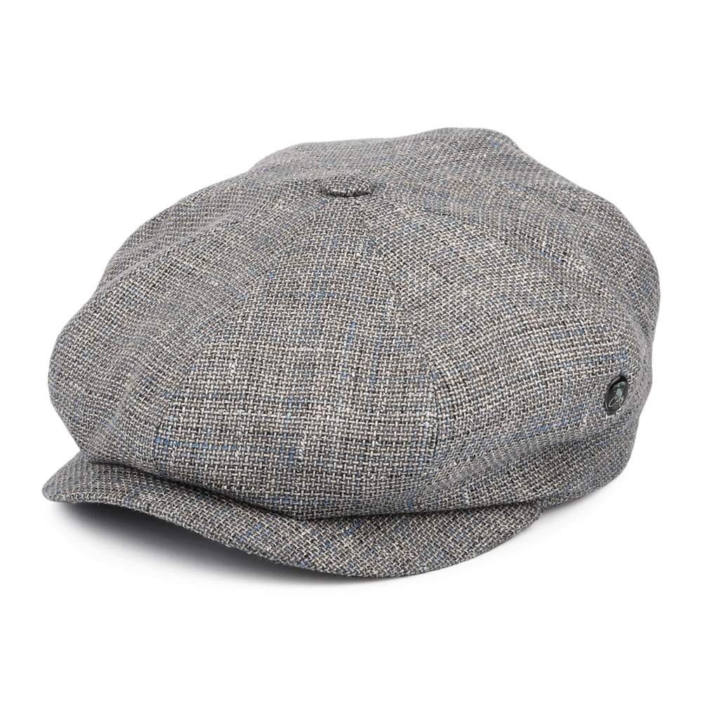 Gorra Newsboy de lino-algodón a cuadros de City Sport - Gris