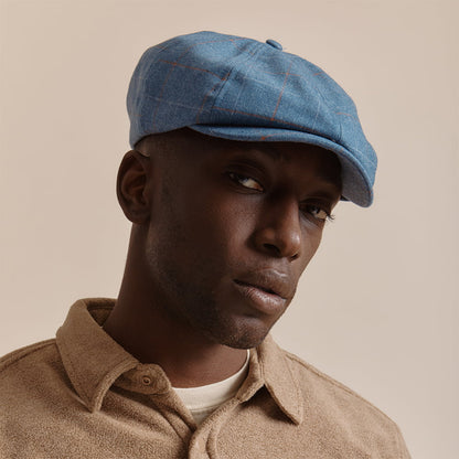 Gorra Newsboy Brood a cuadros de Brixton - Azul Pizarra