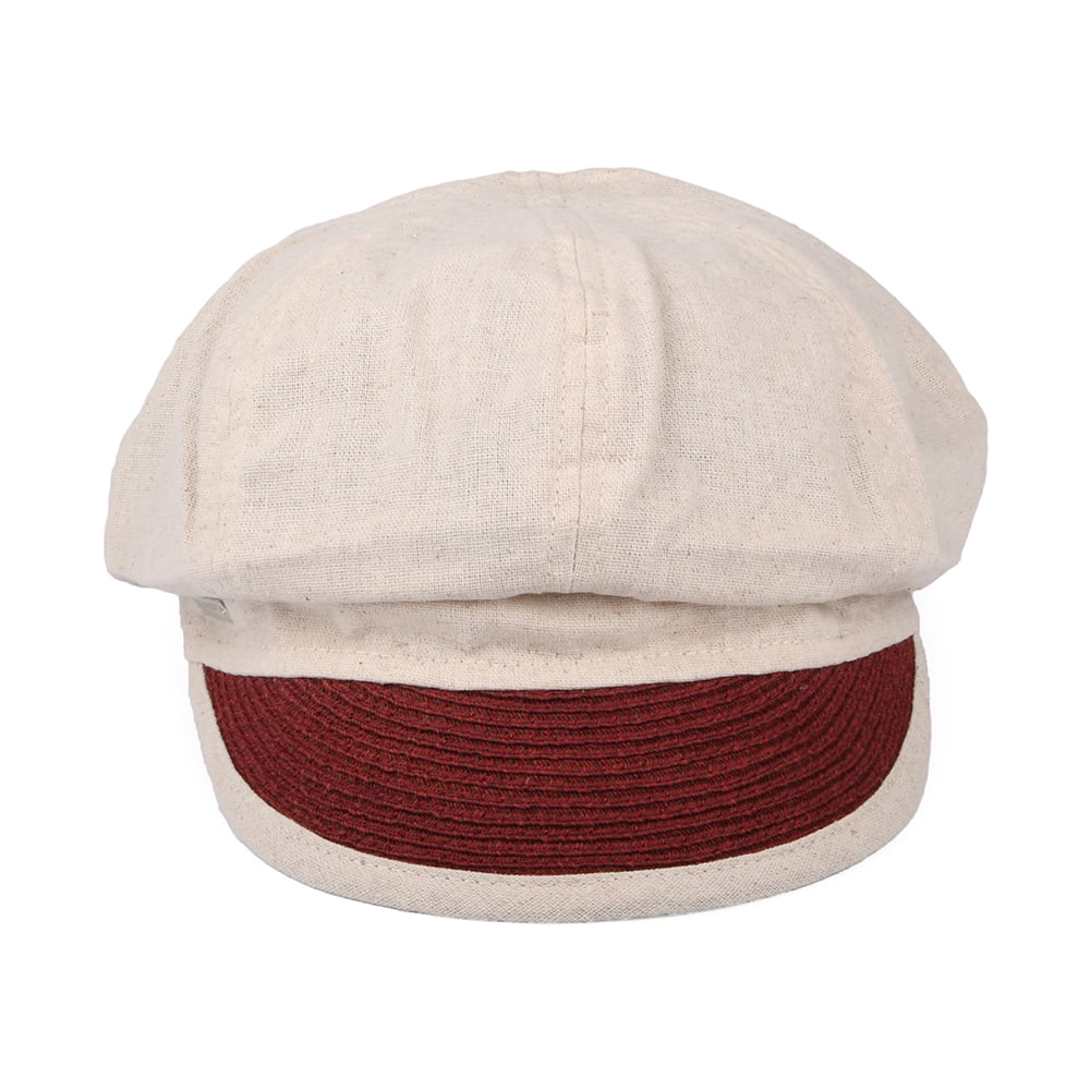 Gorra Baker Boy de algodón y lino de Seeberger - Arena-Burdeos