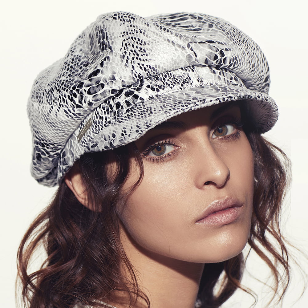 Gorra Baker Boy estampado de serpiente de Seeberger - Blanco