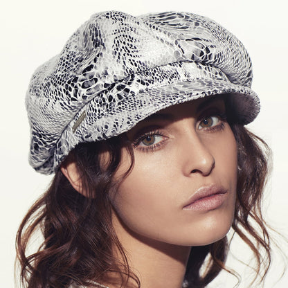 Gorra Baker Boy estampado de serpiente de Seeberger - Blanco