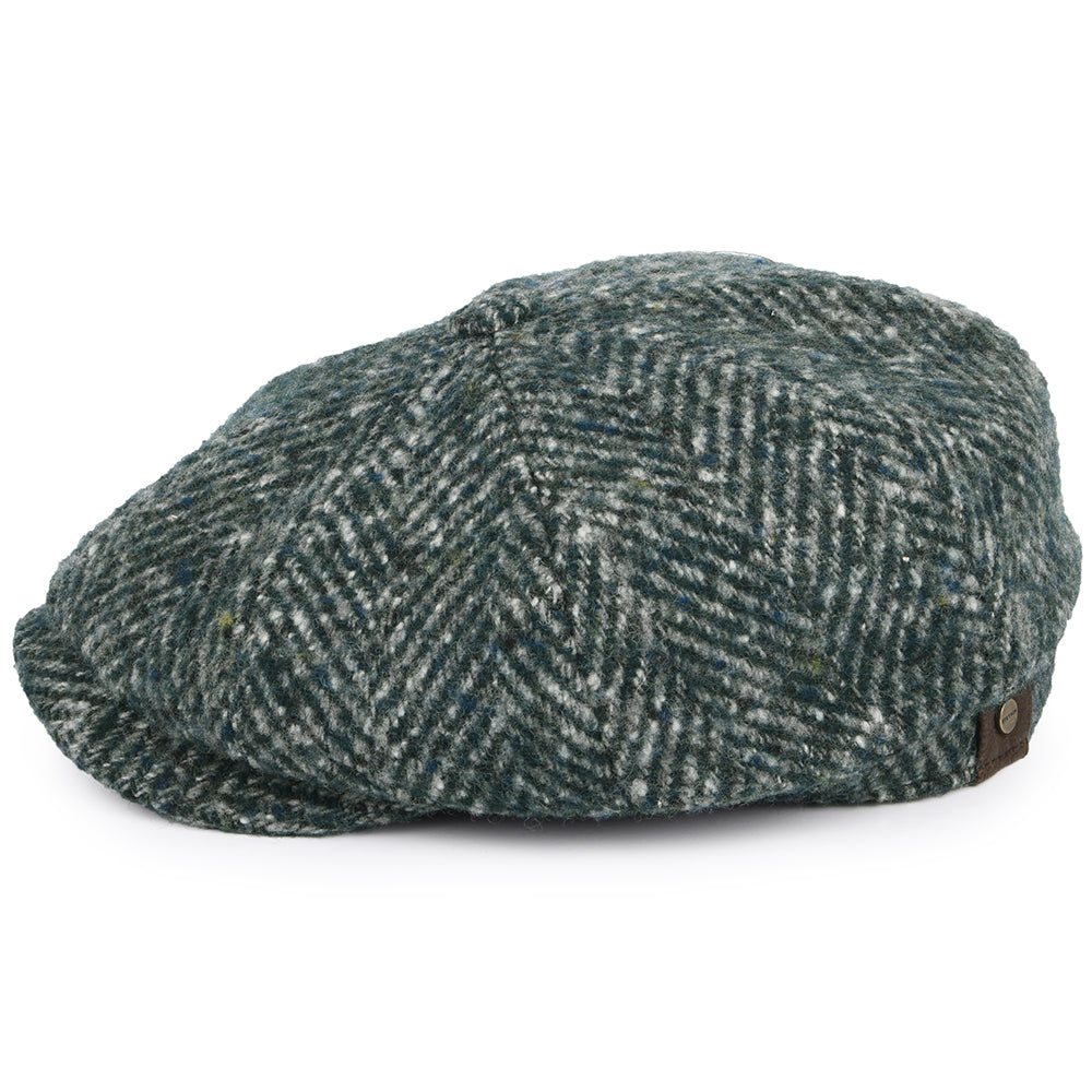Gorra Newsboy Hatteras de lana virgen diseño de espiga de Stetson - Mezcla de Verdes