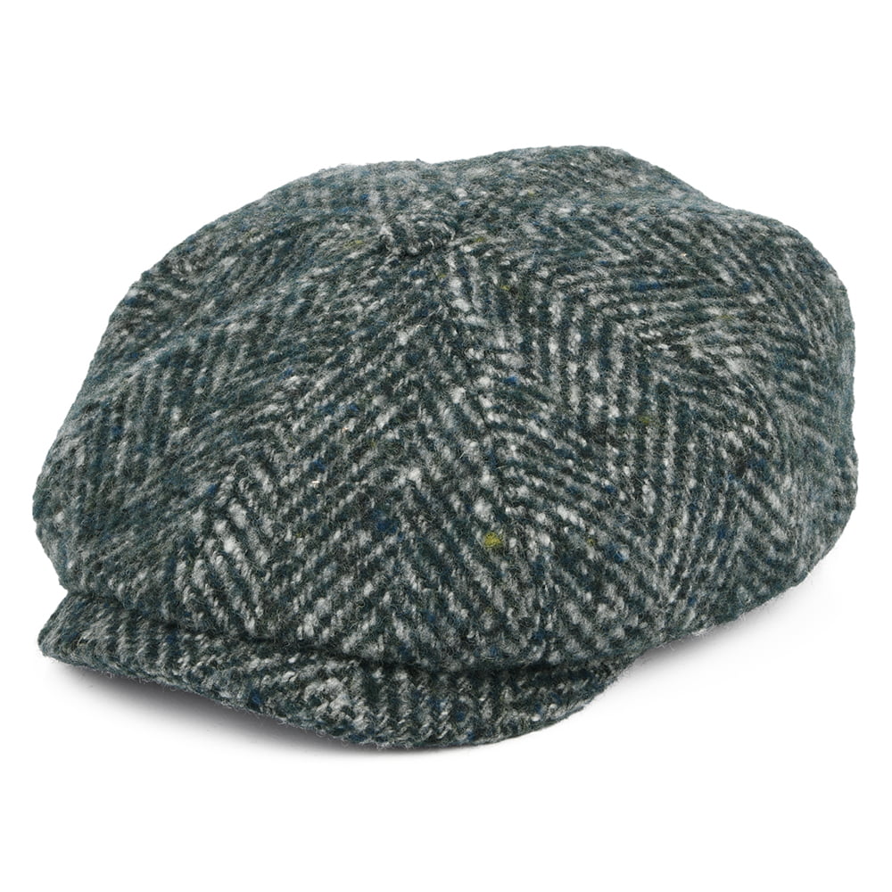 Gorra Newsboy Hatteras de lana virgen diseño de espiga de Stetson - Mezcla de Verdes