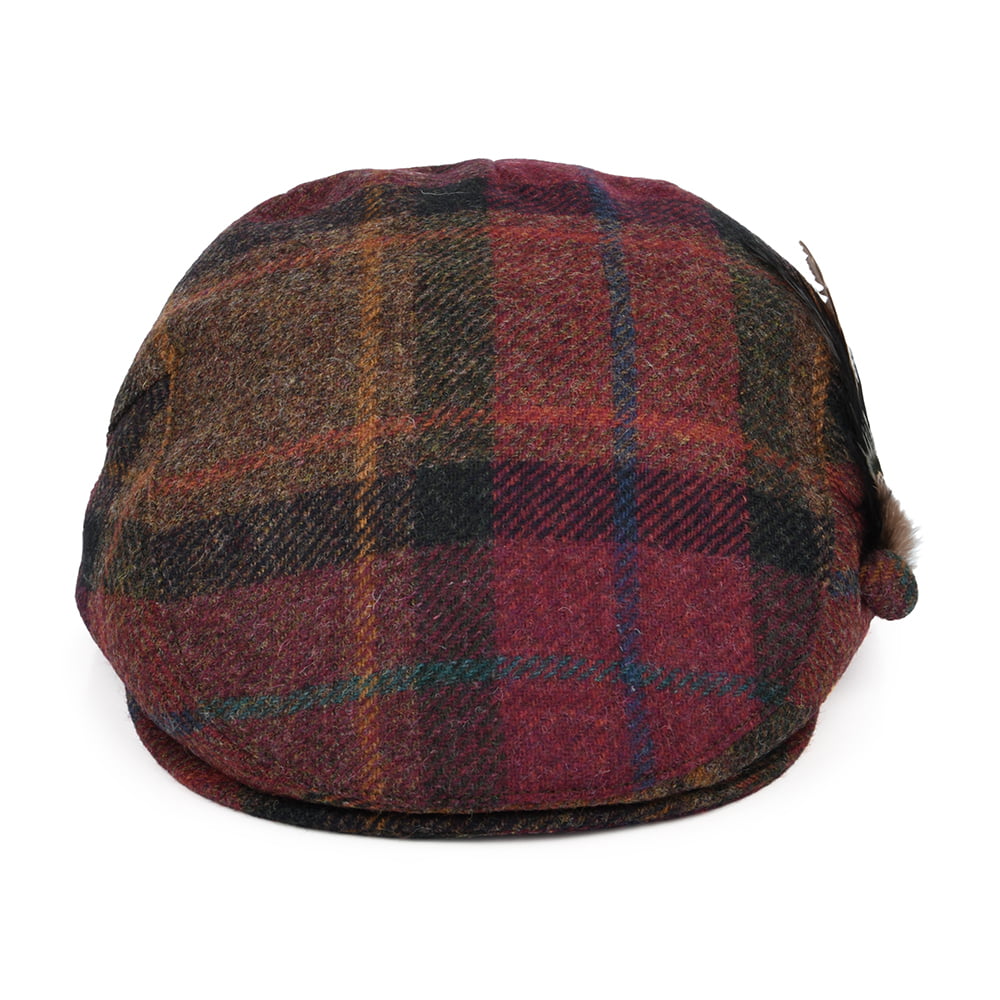 Gorra plana pluma de lana británica Tela escocesa para mujeres de Failsworth - Rosa-Multi