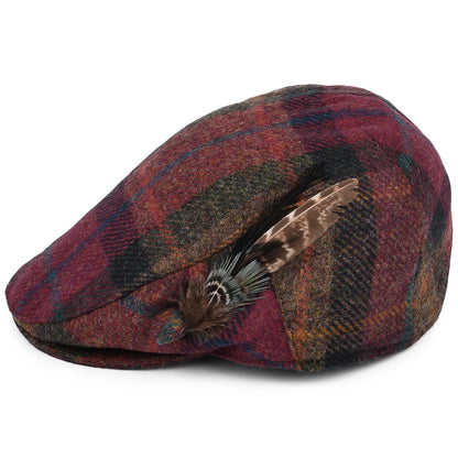 Gorra plana pluma de lana británica Tela escocesa para mujeres de Failsworth - Rosa-Multi