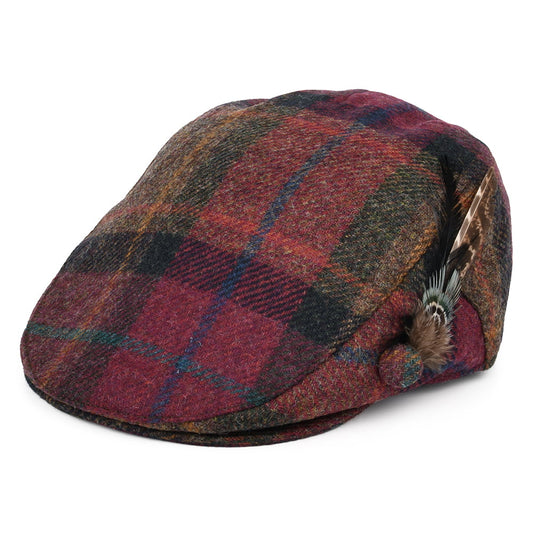 Gorra plana pluma de lana británica Tela escocesa para mujeres de Failsworth - Rosa-Multi