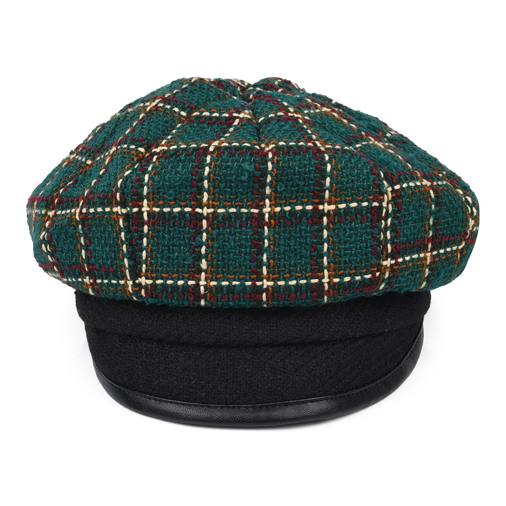 Gorra Baker Boy a cuadros de Seeberger - Azul Petróleo-Negro