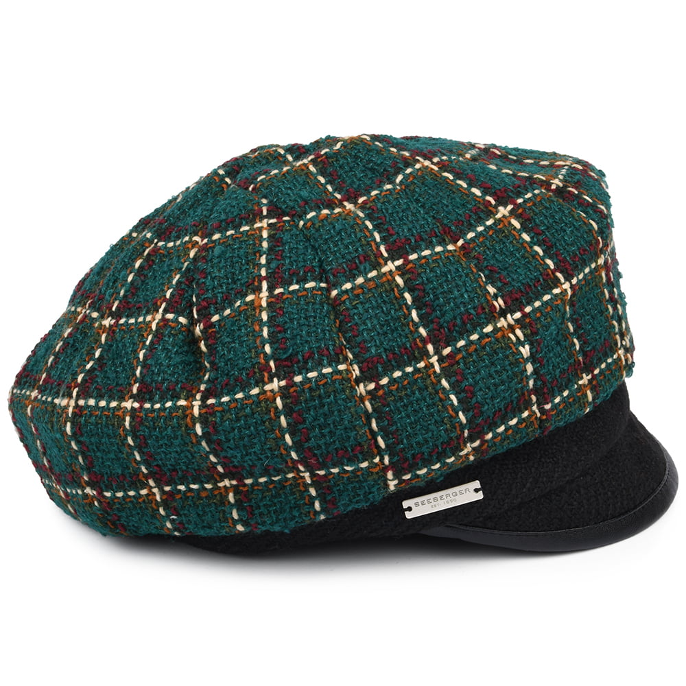 Gorra Baker Boy a cuadros de Seeberger - Azul Petróleo-Negro