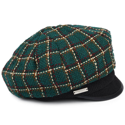 Gorra Baker Boy a cuadros de Seeberger - Azul Petróleo-Negro