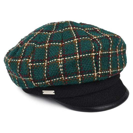 Gorra Baker Boy a cuadros de Seeberger - Azul Petróleo-Negro