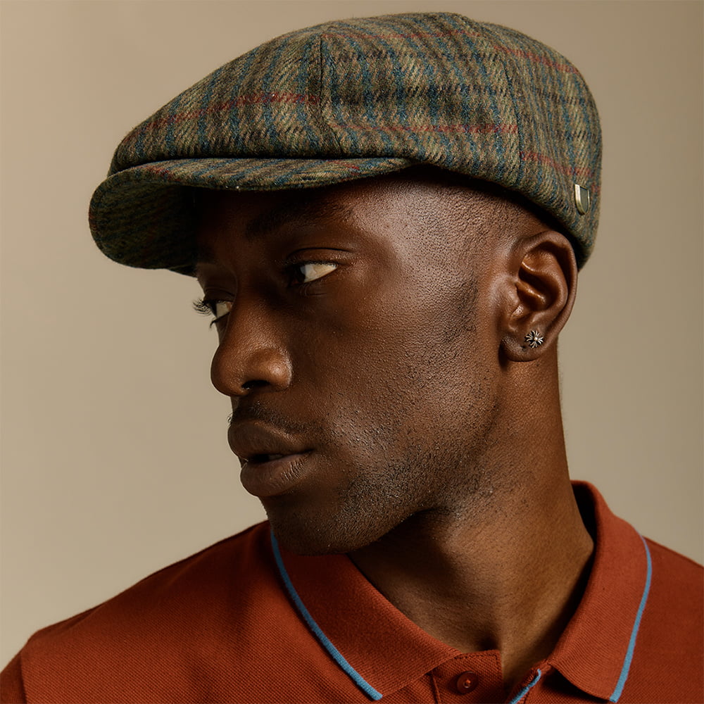 Gorra Newsboy Brood a cuadros de Brixton - Verde Oliva-Verde Musgo