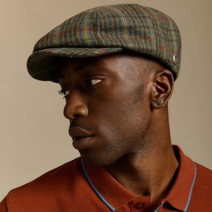 Gorra Newsboy Brood a cuadros de Brixton - Verde Oliva-Verde Musgo