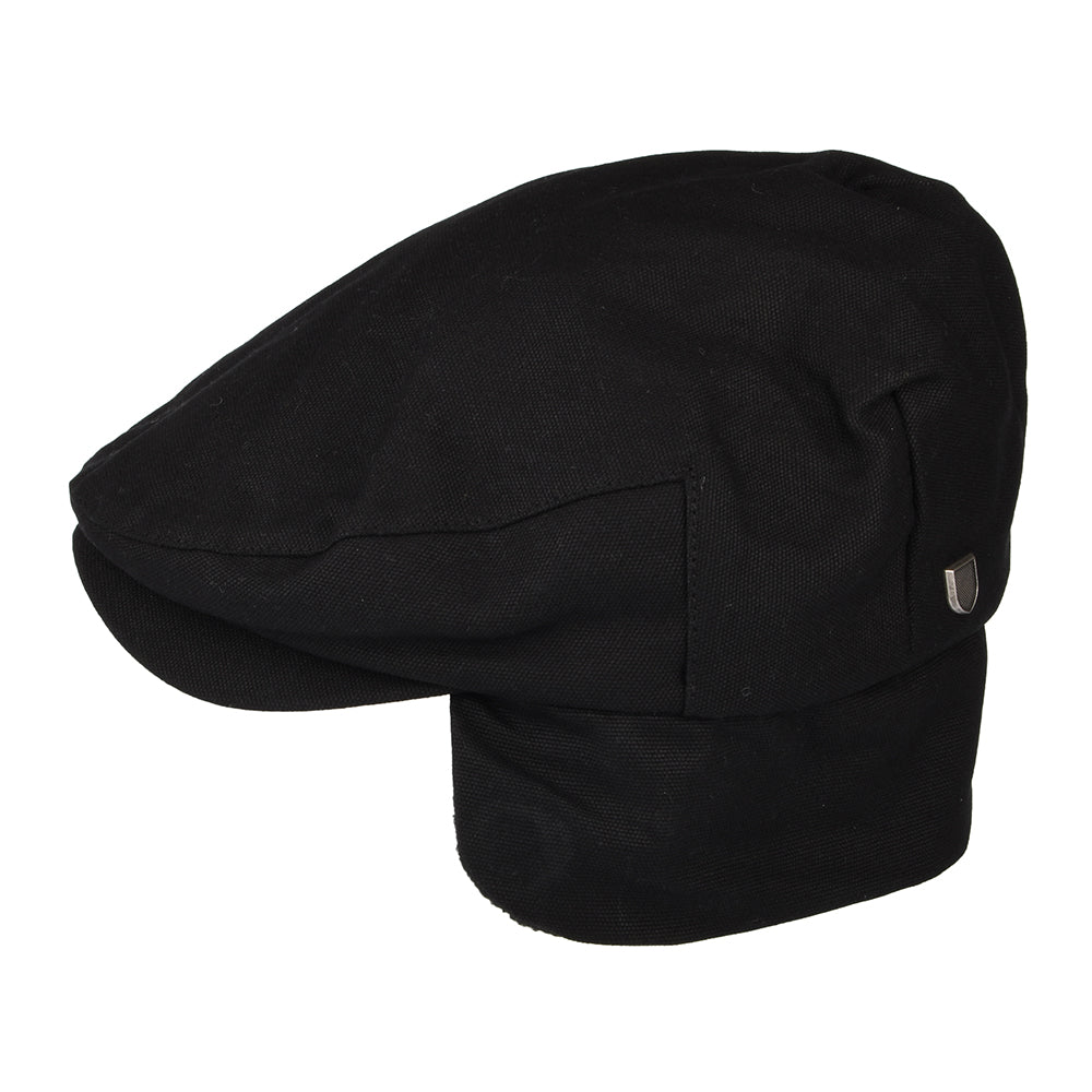 Gorra plana Hooligan holgada con orejeras de Brixton - Negro
