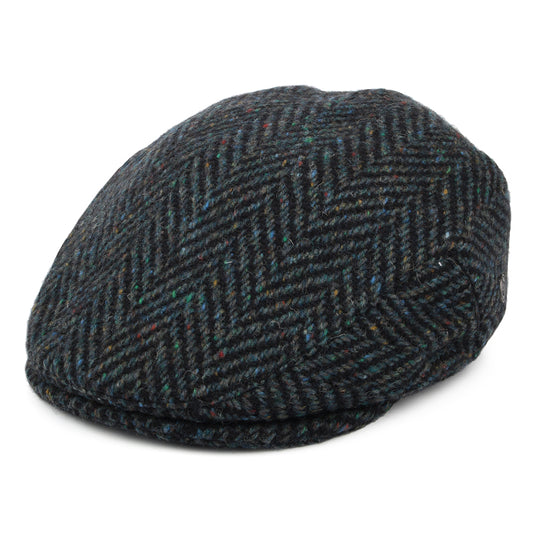 Gorra plana Stravalley de Tweed Donegal diseño de espiga de Jaxon & James - Mezcla de Azules