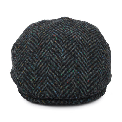 Gorra plana Stravalley de Tweed Donegal diseño de espiga de Jaxon & James - Mezcla de Azules