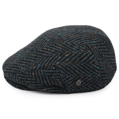 Gorra plana Stravalley de Tweed Donegal diseño de espiga de Jaxon & James - Mezcla de Azules