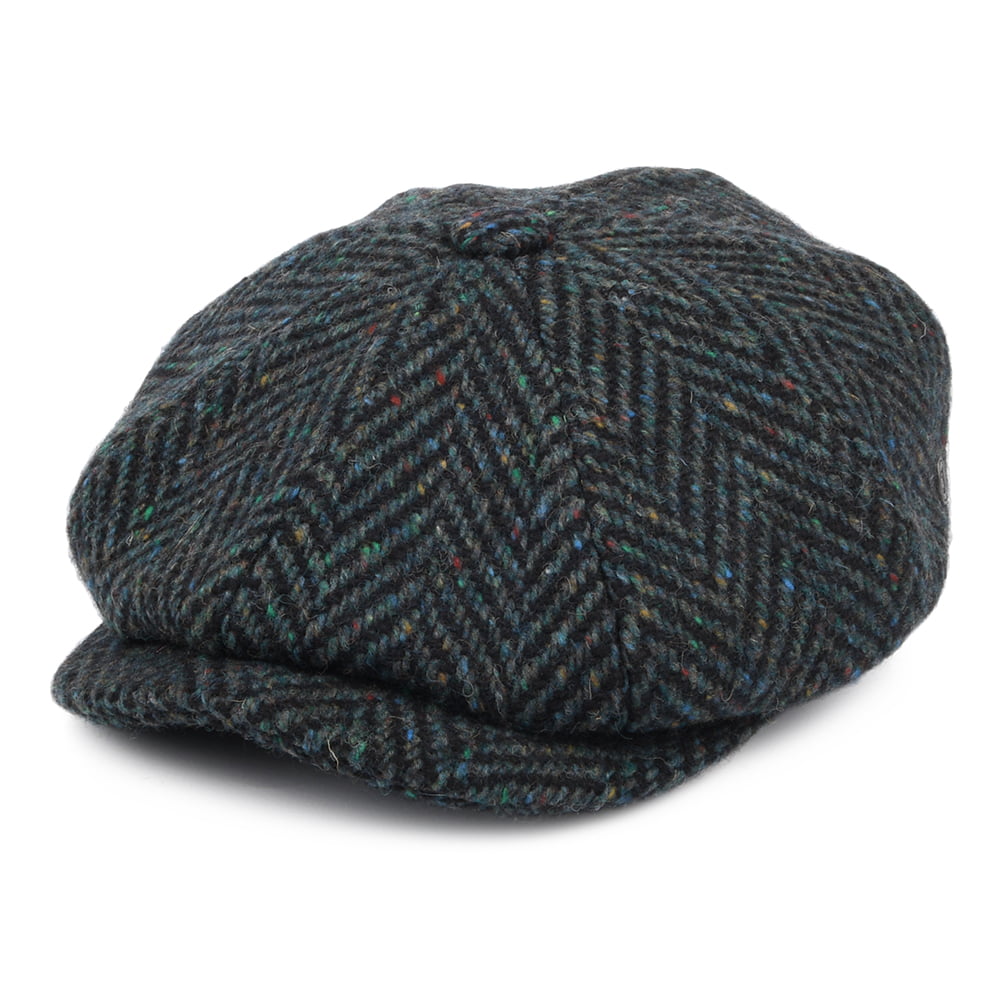 Gorra Newsboy Glendowan de Tweed Donegal diseño de espiga de Jaxon & James - Mezcla de Azules