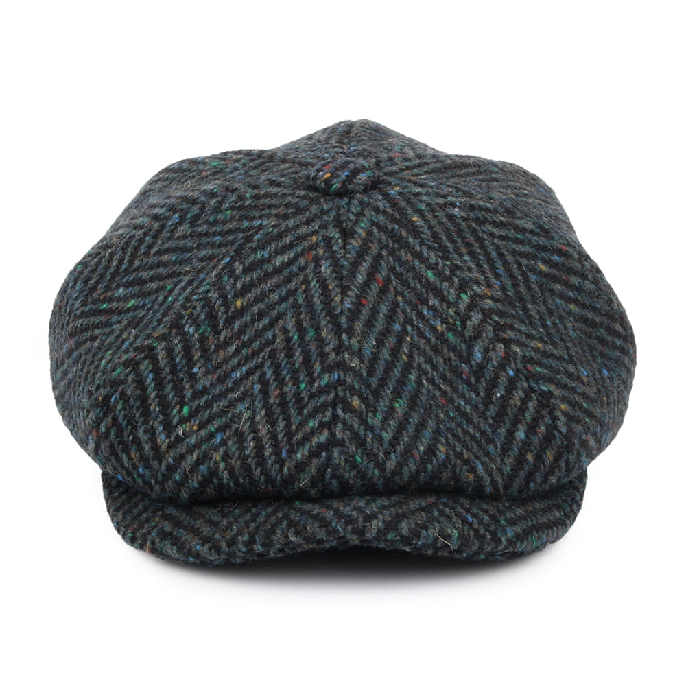 Gorra Newsboy Glendowan de Tweed Donegal diseño de espiga de Jaxon & James - Mezcla de Azules