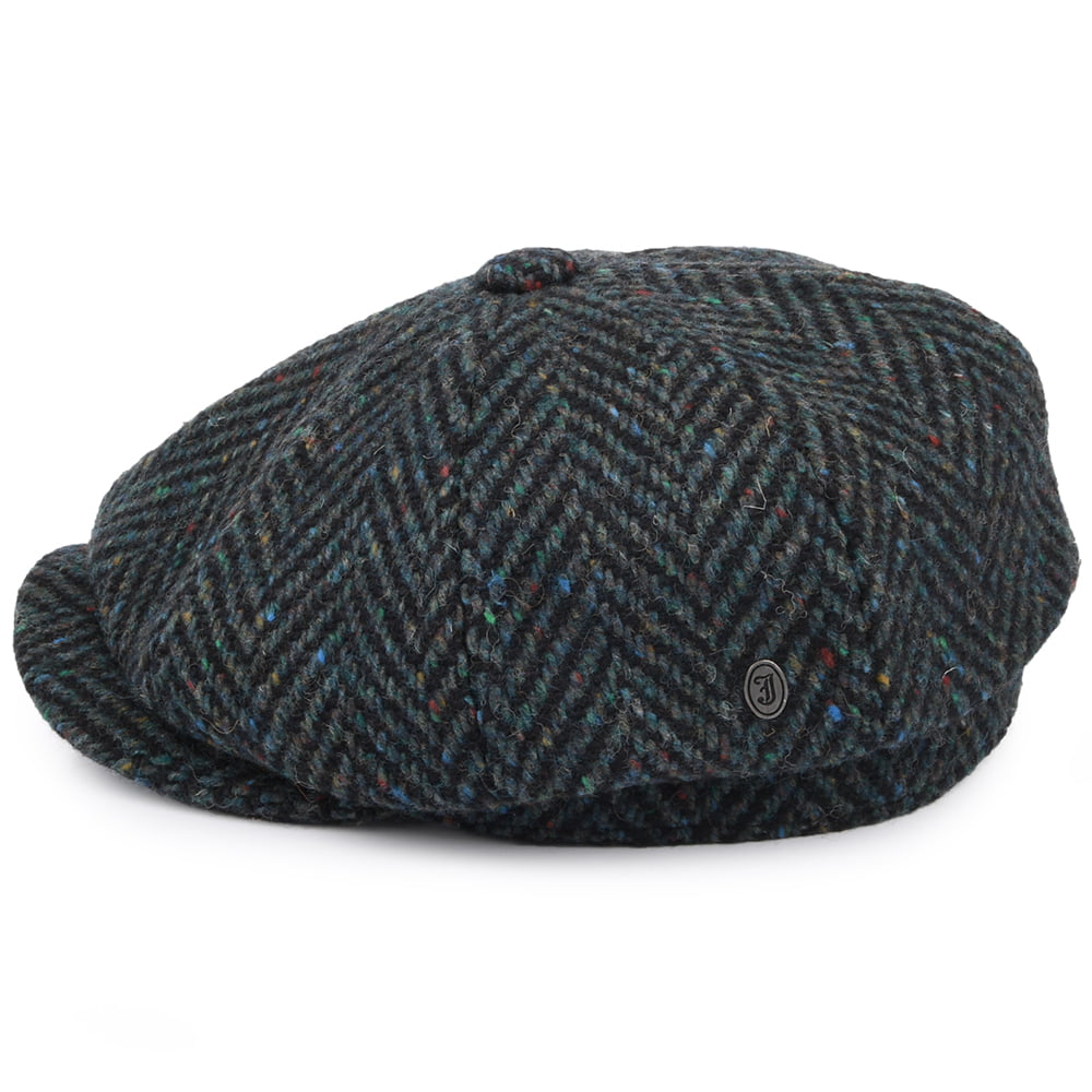 Gorra Newsboy Glendowan de Tweed Donegal diseño de espiga de Jaxon & James - Mezcla de Azules