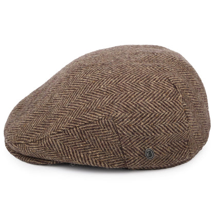 Gorra plana Ballyboe de Tweed Donegal diseño de espiga de Jaxon & James - Burdeos-Camel