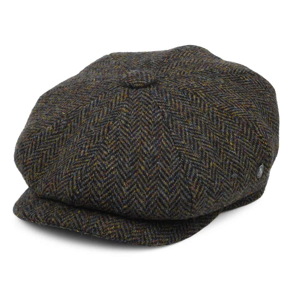 Gorra Newsboy ajuste profundo de HARRIS TWEED Mezcla de tonos de City Sport - Bosque-Azul Marino