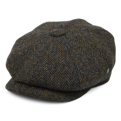 Gorra Newsboy ajuste profundo de HARRIS TWEED Mezcla de tonos de City Sport - Bosque-Azul Marino