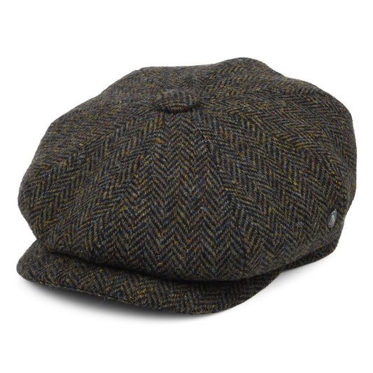 Gorra Newsboy ajuste profundo de HARRIS TWEED Mezcla de tonos de City Sport - Bosque-Azul Marino