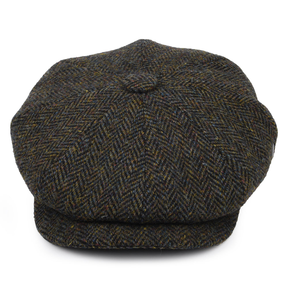 Gorra Newsboy ajuste profundo de HARRIS TWEED Mezcla de tonos de City Sport - Bosque-Azul Marino