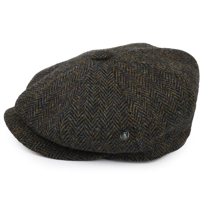 Gorra Newsboy ajuste profundo de HARRIS TWEED Mezcla de tonos de City Sport - Bosque-Azul Marino