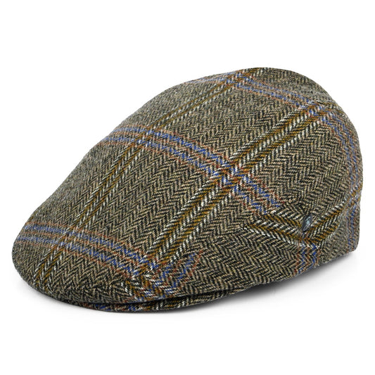 Gorra plana de lana virgen espiga a cuadros de City Sport - Beige Arena-Negro