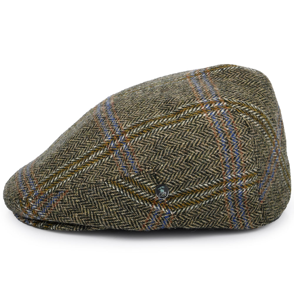 Gorra plana de lana virgen espiga a cuadros de City Sport - Beige Arena-Negro